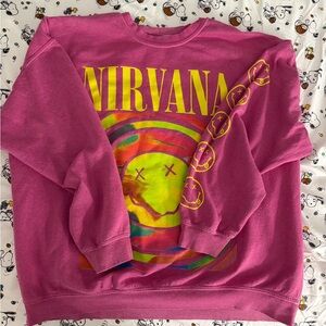 Urban Outfitters Pink and Yellow Nirvana Tee